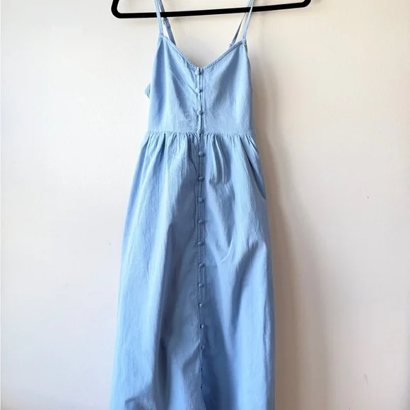 Universal Thread Pale Blue Button-Front Spaghetti Strap Midi Dress - Picture 1 of 4